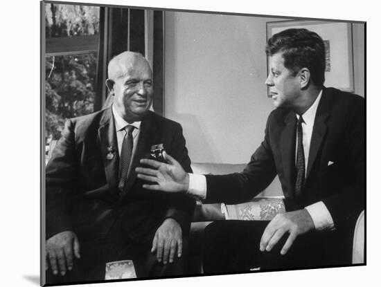 Soviet Premier Nikita S. Krushchev Meeting with Us Pres. John F. Kennedy-null-Mounted Photographic Print