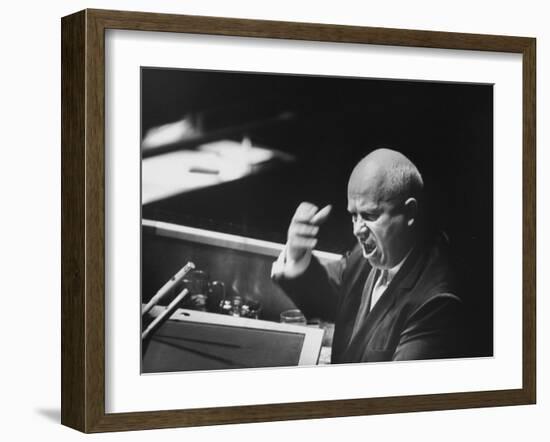 Soviet Prime Minister Nikita S. Khrushchev Speaking at the Un General Assembly-null-Framed Photographic Print