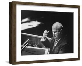 Soviet Prime Minister Nikita S. Khrushchev Speaking at the Un General Assembly-null-Framed Photographic Print