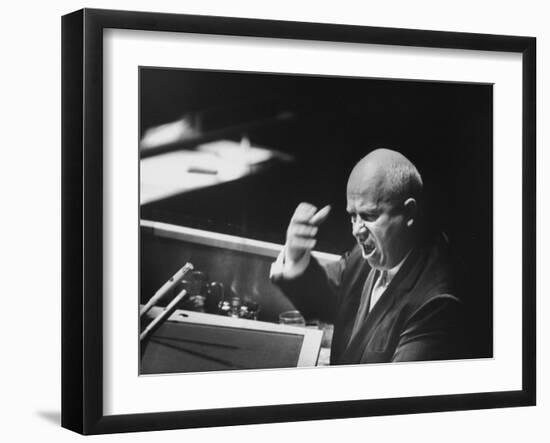 Soviet Prime Minister Nikita S. Khrushchev Speaking at the Un General Assembly-null-Framed Photographic Print