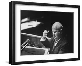 Soviet Prime Minister Nikita S. Khrushchev Speaking at the Un General Assembly-null-Framed Photographic Print