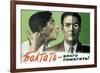 Soviet propaganda poster of a man whispering into the ear of another man-Vernon Lewis Gallery-Framed Art Print