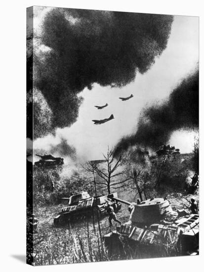 Soviet Tanks and Aircraft Launching an Attack, Russia, 1943-null-Stretched Canvas