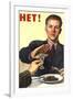 Soviet Union history print of a man refusing a drink, related to anti-alcohol propaganda.-Vernon Lewis Gallery-Framed Art Print