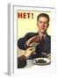Soviet Union history print of a man refusing a drink, related to anti-alcohol propaganda.-Vernon Lewis Gallery-Framed Art Print