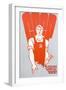 Soviet Worker Clutching a Copy of Pravda and Wearing Hammer and Sickle Dungarees-null-Framed Giclee Print