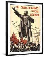 Soviet World War 2 Poster, 1941, 'All Forces to the Defense of the City of Lenin!'-null-Framed Art Print