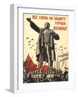 Soviet World War 2 Poster, 1941, 'All Forces to the Defense of the City of Lenin!'-null-Framed Art Print