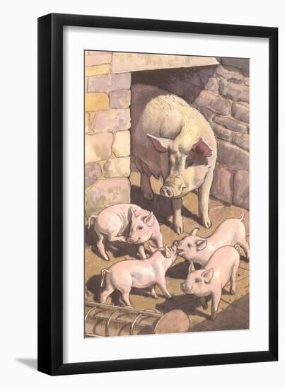 Sow and Piglets-null-Framed Art Print