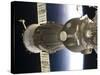 Soyuz Spacecraft Backdropped by Earth-null-Stretched Canvas
