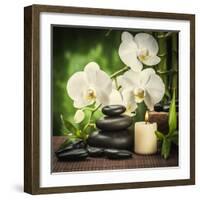 Spa Concept with Zen Basalt Stones and Orchid-scorpp-Framed Photographic Print