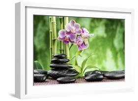 Spa Concept with Zen Basalt Stones ,Orchid and Bamboo-scorpp-Framed Photographic Print