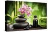 Spa Concept Zen Basalt Stones ,Orchid and Candle-scorpp-Stretched Canvas