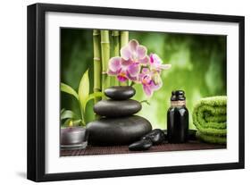 Spa Concept Zen Basalt Stones ,Orchid and Candle-scorpp-Framed Photographic Print