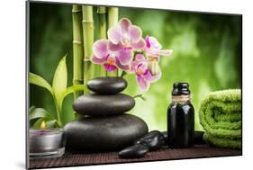 Spa Concept Zen Basalt Stones ,Orchid and Candle-scorpp-Mounted Photographic Print