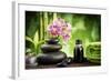 Spa Concept Zen Basalt Stones ,Orchid and Candle-scorpp-Framed Photographic Print