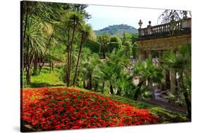 Spa Gardens with View of Montecatini Alto at Montecatini Thermal Baths, Tuscany, Italy-null-Stretched Canvas