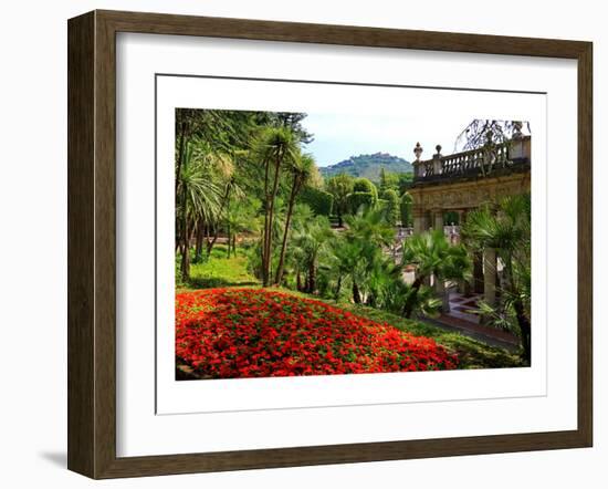 Spa Gardens with View of Montecatini Alto at Montecatini Thermal Baths, Tuscany, Italy-null-Framed Art Print