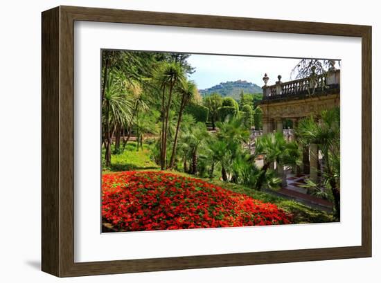 Spa Gardens with View of Montecatini Alto at Montecatini Thermal Baths, Tuscany, Italy-null-Framed Art Print