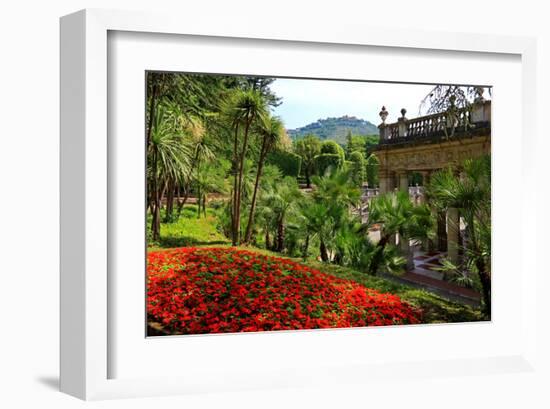 Spa Gardens with View of Montecatini Alto at Montecatini Thermal Baths, Tuscany, Italy-null-Framed Art Print