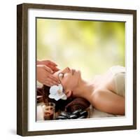 Spa Massage. Facial Massage Outdoor. Nature. Beauty Treatments-Subbotina Anna-Framed Photographic Print