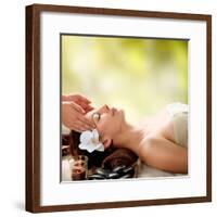 Spa Massage. Facial Massage Outdoor. Nature. Beauty Treatments-Subbotina Anna-Framed Photographic Print