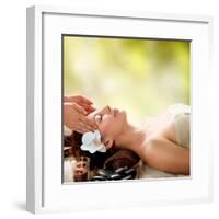 Spa Massage. Facial Massage Outdoor. Nature. Beauty Treatments-Subbotina Anna-Framed Photographic Print