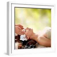 Spa Massage. Facial Massage Outdoor. Nature. Beauty Treatments-Subbotina Anna-Framed Photographic Print