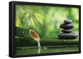Spa Still Life With Bamboo Fountain And Zen Stone-null-Framed Poster