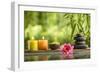 Spa Still Life with Burning Candles,Zen Stone and Salt Reflected in a Serenity Pool-Sofiaworld-Framed Photographic Print