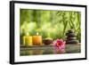 Spa Still Life with Burning Candles,Zen Stone and Salt Reflected in a Serenity Pool-Sofiaworld-Framed Photographic Print