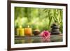 Spa Still Life with Burning Candles,Zen Stone and Salt Reflected in a Serenity Pool-Sofiaworld-Framed Photographic Print