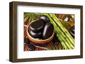 Spa Still Life with Hot Stones and Essential Oil-egal-Framed Photographic Print