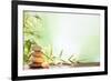 Spa Still Life with Stacked of Stone,Burning Candle and Bamboo Leaf-Liang Zhang-Framed Photographic Print