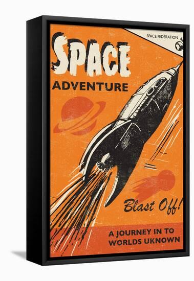 Space Adventure-Rocket 68-Framed Stretched Canvas