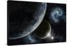 Space Background with Earth and Nebula in Starry Sky - Elements of this Image Furnished by NASA-kjpargeter-Stretched Canvas