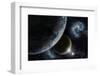 Space Background with Earth and Nebula in Starry Sky - Elements of this Image Furnished by NASA-kjpargeter-Framed Photographic Print