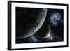 Space Background with Earth and Nebula in Starry Sky - Elements of this Image Furnished by NASA-kjpargeter-Framed Photographic Print