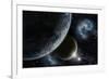 Space Background with Earth and Nebula in Starry Sky - Elements of this Image Furnished by NASA-kjpargeter-Framed Photographic Print