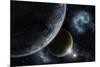 Space Background with Earth and Nebula in Starry Sky - Elements of this Image Furnished by NASA-kjpargeter-Mounted Photographic Print