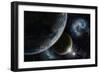 Space Background with Earth and Nebula in Starry Sky - Elements of this Image Furnished by NASA-kjpargeter-Framed Photographic Print