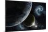 Space Background with Earth and Nebula in Starry Sky - Elements of this Image Furnished by NASA-kjpargeter-Mounted Photographic Print