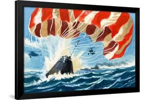 Space Capsule Returns to Earth by Parachute-Wilf Hardy-Framed Giclee Print