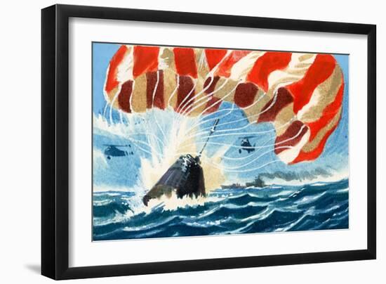 Space Capsule Returns to Earth by Parachute-Wilf Hardy-Framed Giclee Print