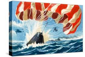 Space Capsule Returns to Earth by Parachute-Wilf Hardy-Stretched Canvas