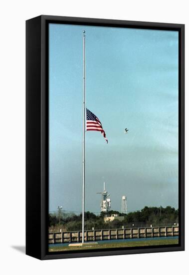 Space Center Lowering Flag-D. Dunaway-Framed Stretched Canvas