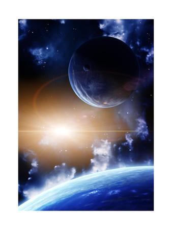 Space Flare A Beautiful Space Scene With Planets And Nebula Prints Frenta Allposters Com