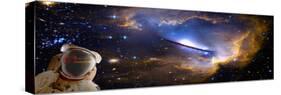 Space Man with Reflection-null-Stretched Canvas