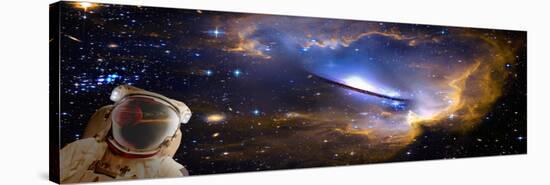 Space Man with Reflection-null-Stretched Canvas