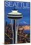 Space Needle Aerial View - Seattle, WA-null-Mounted Poster
